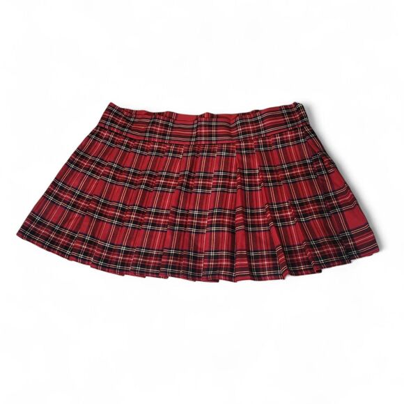 MICRO MINI Cheeky Skirt Tartan Plaid Pleated Fall Plus Sz 2 2X 40 In Waist - Picture 6 of 8